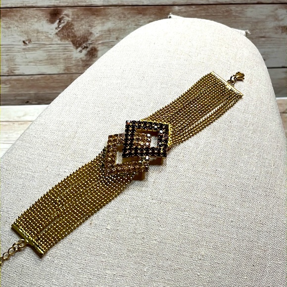 Gold & Bronze Gems Geometric Bracelet - Picture 4 of 9